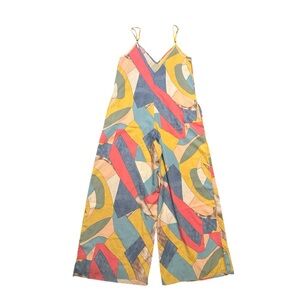 Luukse Vibrant Multicolor Wide-Leg Jumpsuit - Abstract Statement Pattern, sz S